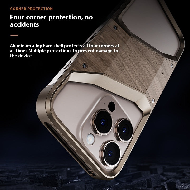 Wooden Aluminum Alloy Phone Protective Case